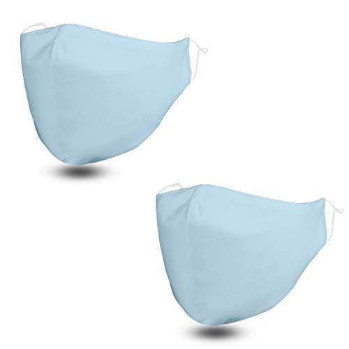 FLOWZOOM Mascarillas reutilizables - 2 pack mascarillas de tela | Mascarillas de color | Mascarilla adjustable con bolsillo para filtros | Mascarillas hombre | Azul, talla L