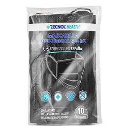 Technol health mascarilla quirúrgica tipo iir negra 10 unidades
