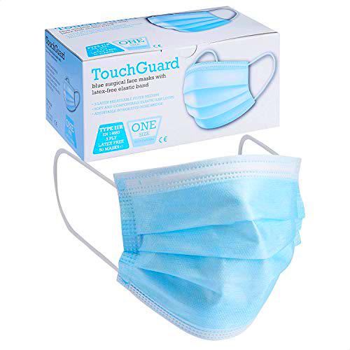 Touchguard Mascarillas desechables de triple capa, tipo IIR