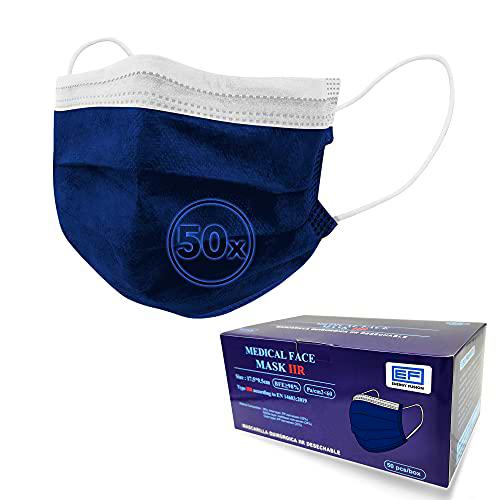 ENERGY FUSION Mascarillas Quirúrgicas marino Tipo IIR Certificadas CE