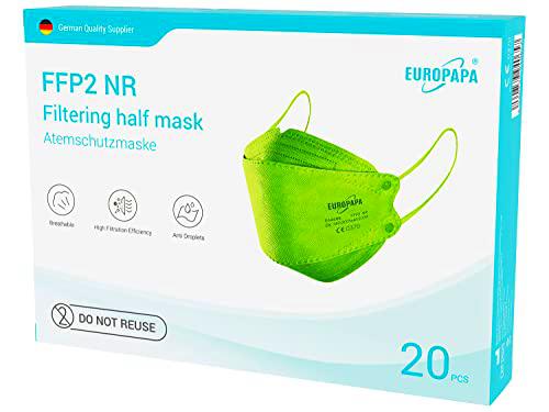 EUROPAPA 20x FFP2 mascarillas con forma de pez mascarilla respiratoria mascarillas antipolvo de 5 capas higiénicamente empaquetadas individualmente mascarilla bucal EN149 EU2016/425