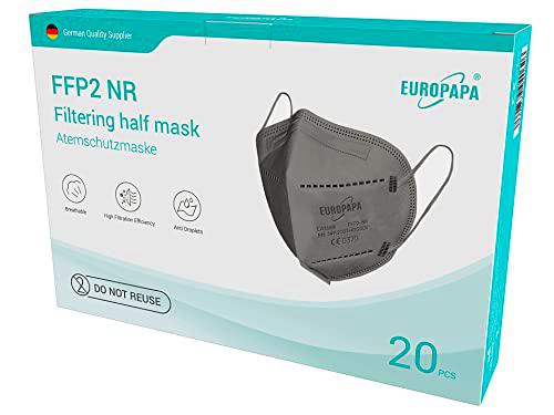 EUROPAPA® 40x FFP2 Mascarillas respiratorias 3D con forma de pez Mascarillas antipolvo de 5 capas envasadas higiénicamente individualmente EN149:2001+A1:2009 EU2016/425