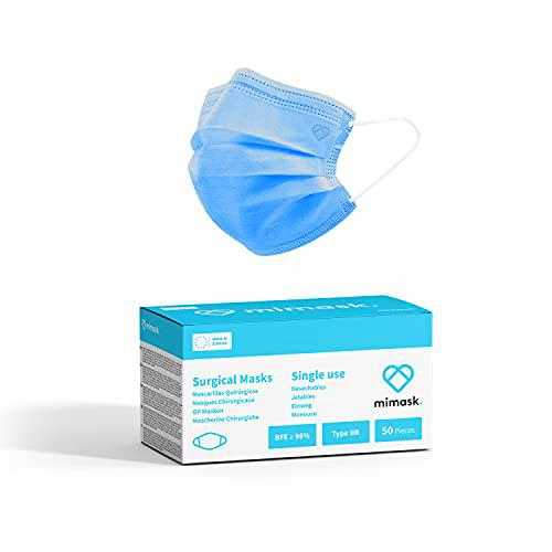 MiMask Mascarillas Quirúrgicas Tipo IIR, AZUL, 50 unidades
