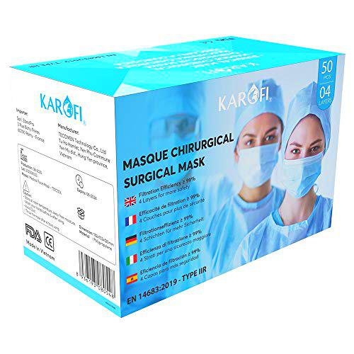KAROFI - Mascarillas Quirúrgicas Tipo IIR (II R, 2R) Medico
