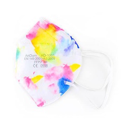 5 mascarillas FFP2 de cero quilates con patrón CE certificado CE0598 color Tie Dye