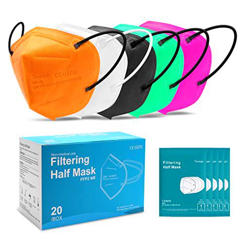 Tayogo Mascarilla FFP2 Colores Homologadas Caja 10/20/30 Mascarillas FFP2 NR mujer y hombre de 5 capas de filtro pasar la certificación CE 0370