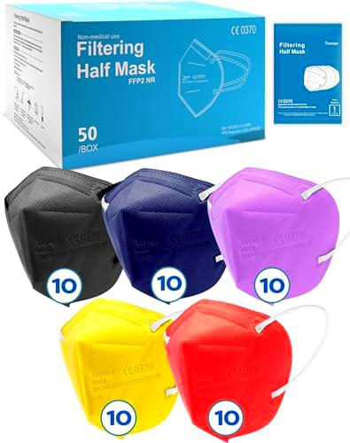 50 mascarillas FFP2 multicolor de pescado hilera controlada hipoalergénicas
