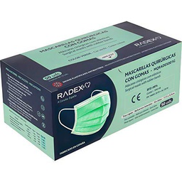 RADEX 85005020. Caja de 50 Mascarillas Quirúrgicas Tipo IIR con Gomas