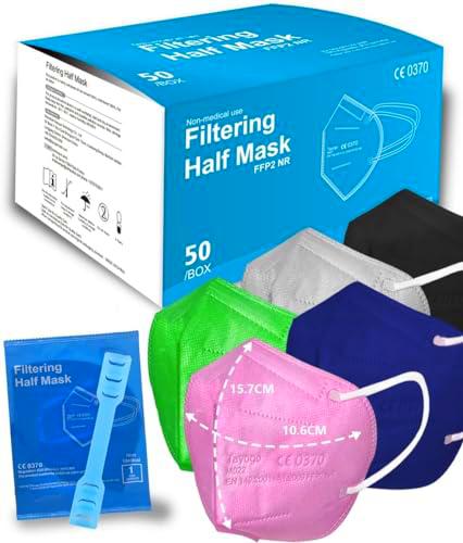 Tayogo Mascarillas FFP2 Colores NR 50 uds, Respirador Mascarilla Homologadas CE