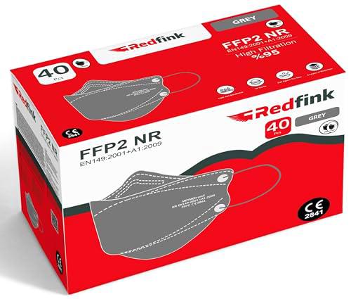 Redfink® 40 mascarillas FFP2 con forma de pescado, color gris