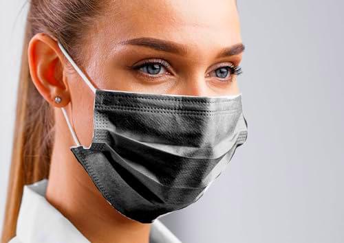 Protector bucal médico tipo IIR | mascarilla quirúrgica | 50 piezas | BFE &gt; 98% | EN14683:2019 | Certificado CE (Negro)