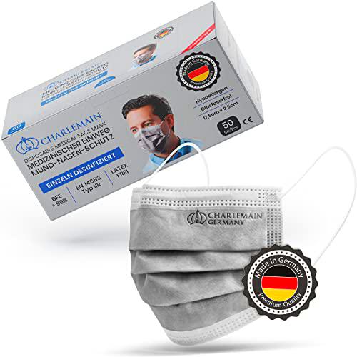 Charlemain 50 Piezas Mascarilla quirúrgica, EN 14683 tipo IIR