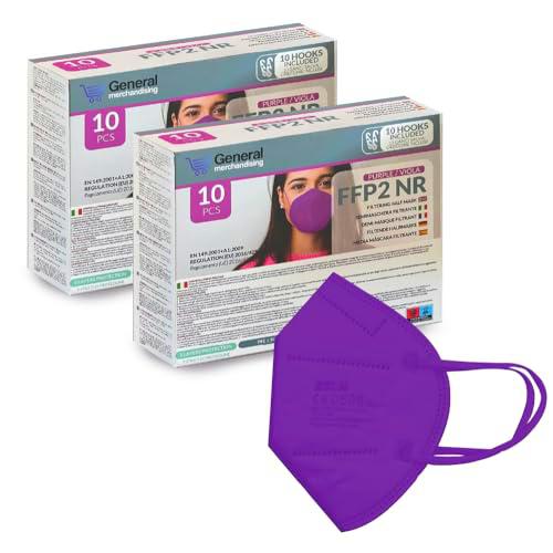 20 Mascarillas FFP2 Coloreadas MORADO ESLH con certificación CE | SFP ≥94%