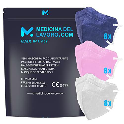 24 Mascarillas FFP2/KN95 Colores Mix Talla Pequeña Small Homologadas Certificación CE de 4 Capas