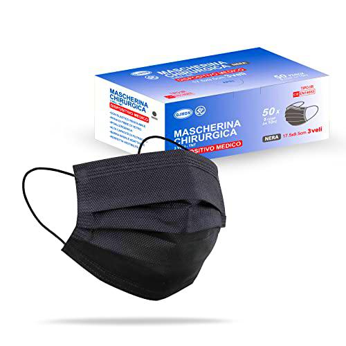 Stone&amp;Stone 50 Mascarillas Quirúrgicas Tipo IIR Negro Rosa Celeste Certificado CE