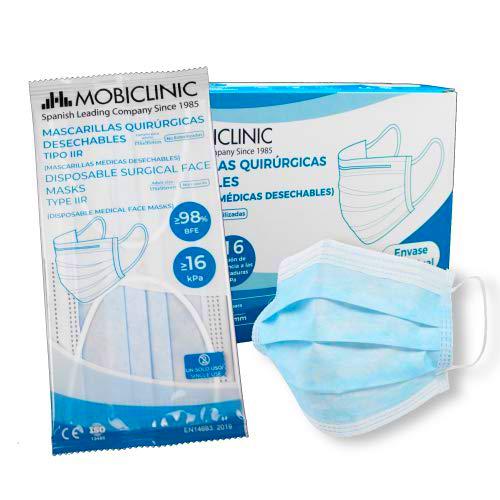 Mascarillas quirúrgicas iir, 50 uds, Mobiclinic, Marca española