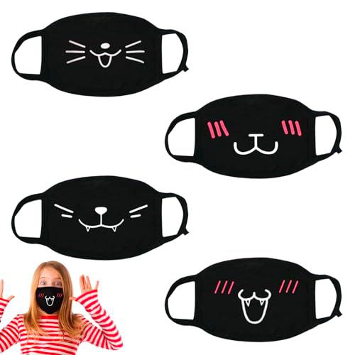 DONOONIS - Juego de 4 mascarillas faciales Femboy, mascarillas negras con diseños de dibujos animados