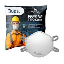 VENTUX SAFETY EQUIPMENT 3PZ-Mascarilla FFP3 con Válvula de Exhalació