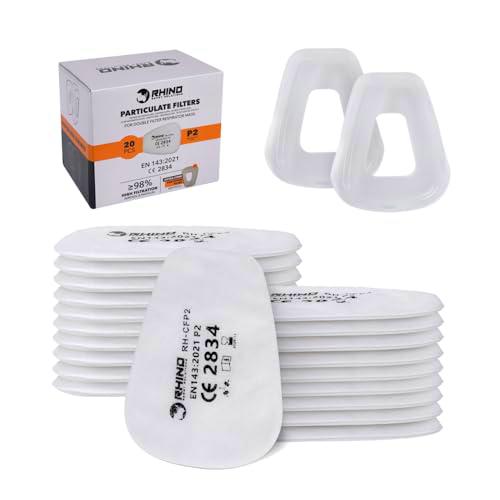 RHINO Smart Solutions 20 Filtros de Algodón FFP2 para Filtro de Carbono y Mascarilla Reutilizable Anti Gas